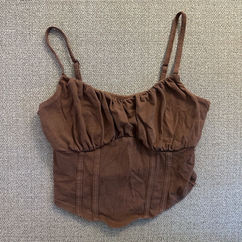 Hollister Brown Ruched Bustier Camisole